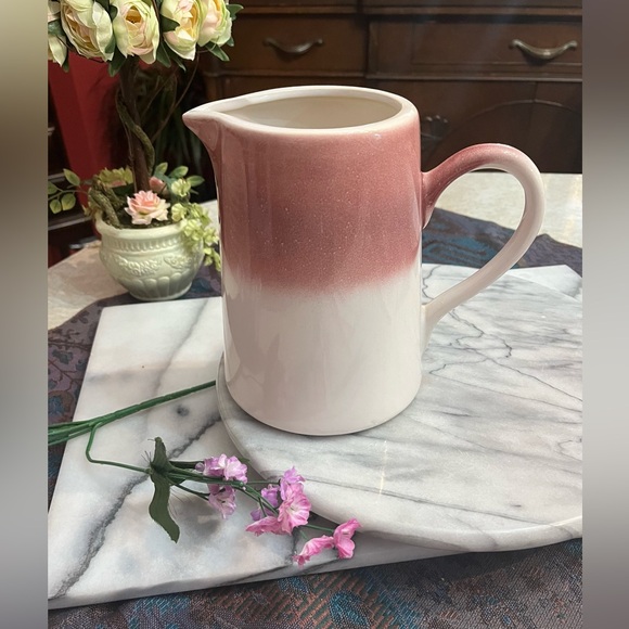Pink Ceramic Art Pottery 7” Pitcher - Drip Glaze Finish - Picture 4 of 8